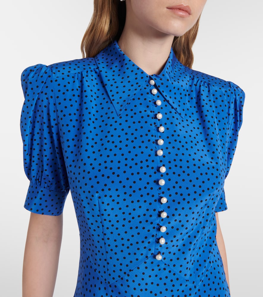 Polka-dot silk maxi dress