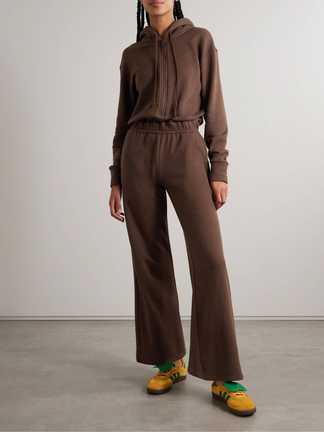 Manifester Jersey Hooded Jumpsuit In Brown