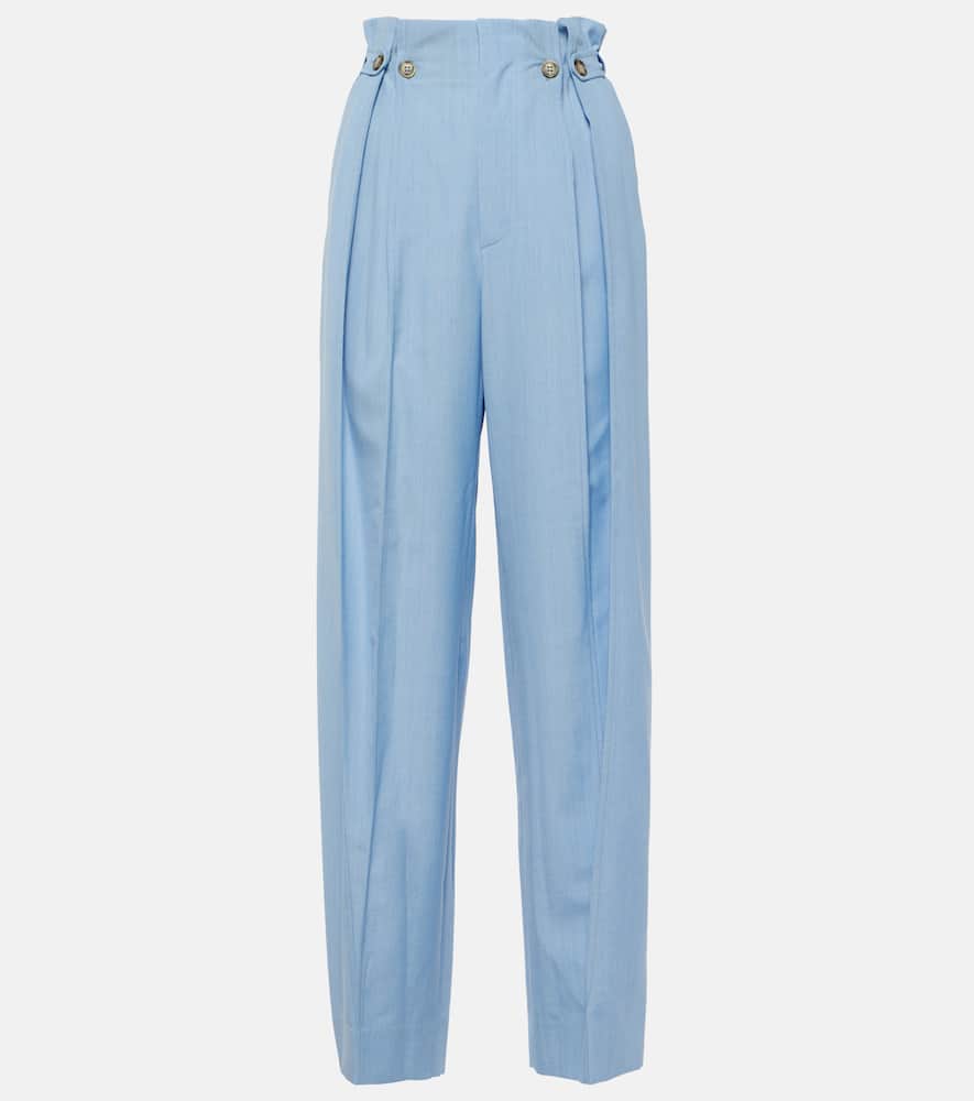 Gathered wool wide-leg pants