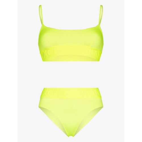 Logo-band high-rise bikini set - Yellow