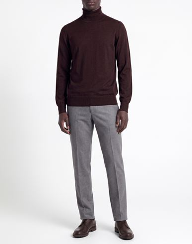 Man Turtleneck Chocolate brown Size 36 Merino Wool