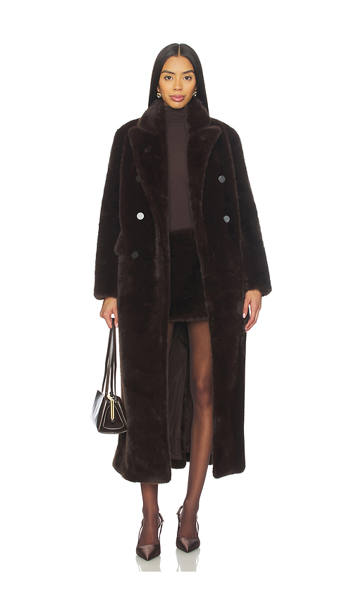 Susanna Chow Yvonne Faux Fur Coat in Chocolate. L. Also in