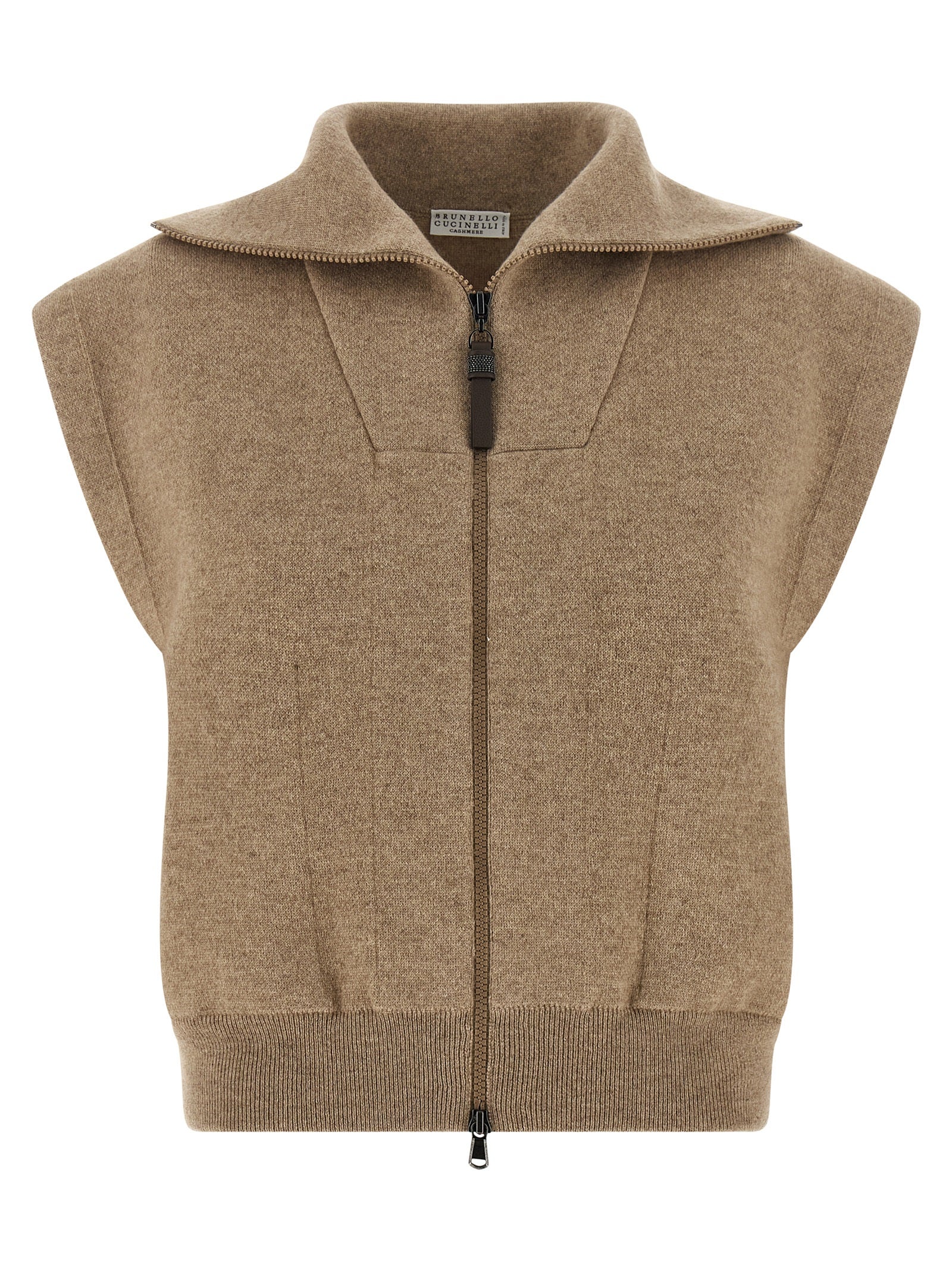 Cashmere Knit Vest — Beige