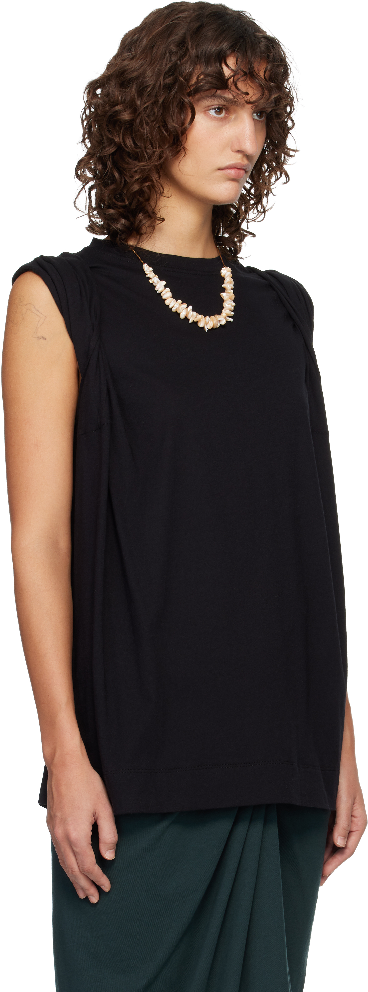Black Loose Sleeveless T-shirt
