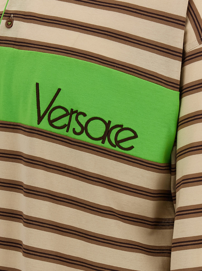 Multicolor Stripes Shirt Collar Polo
