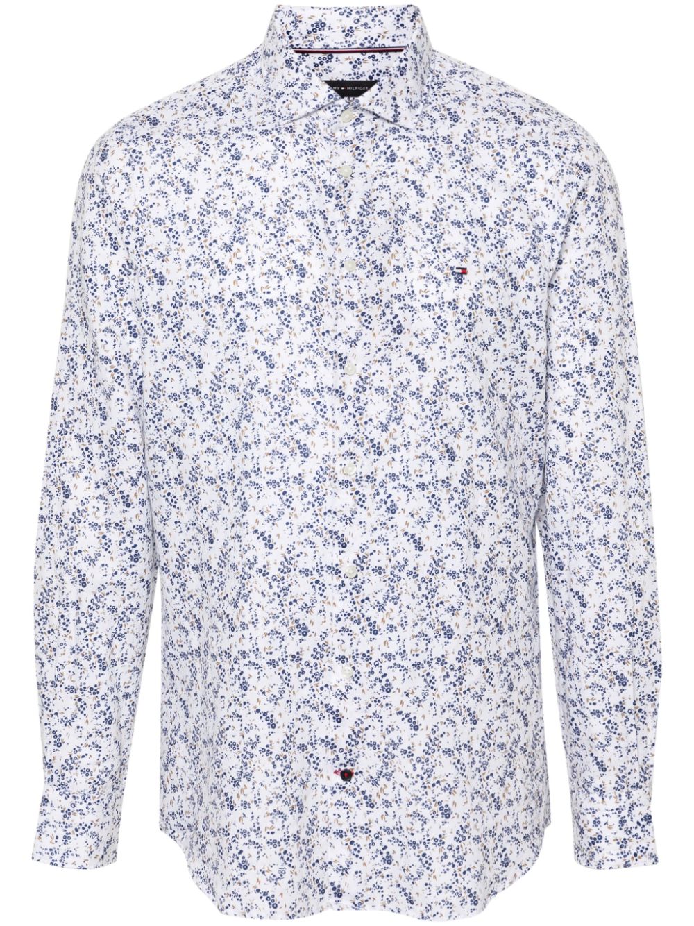 Floral-print cotton-blend shirt - White