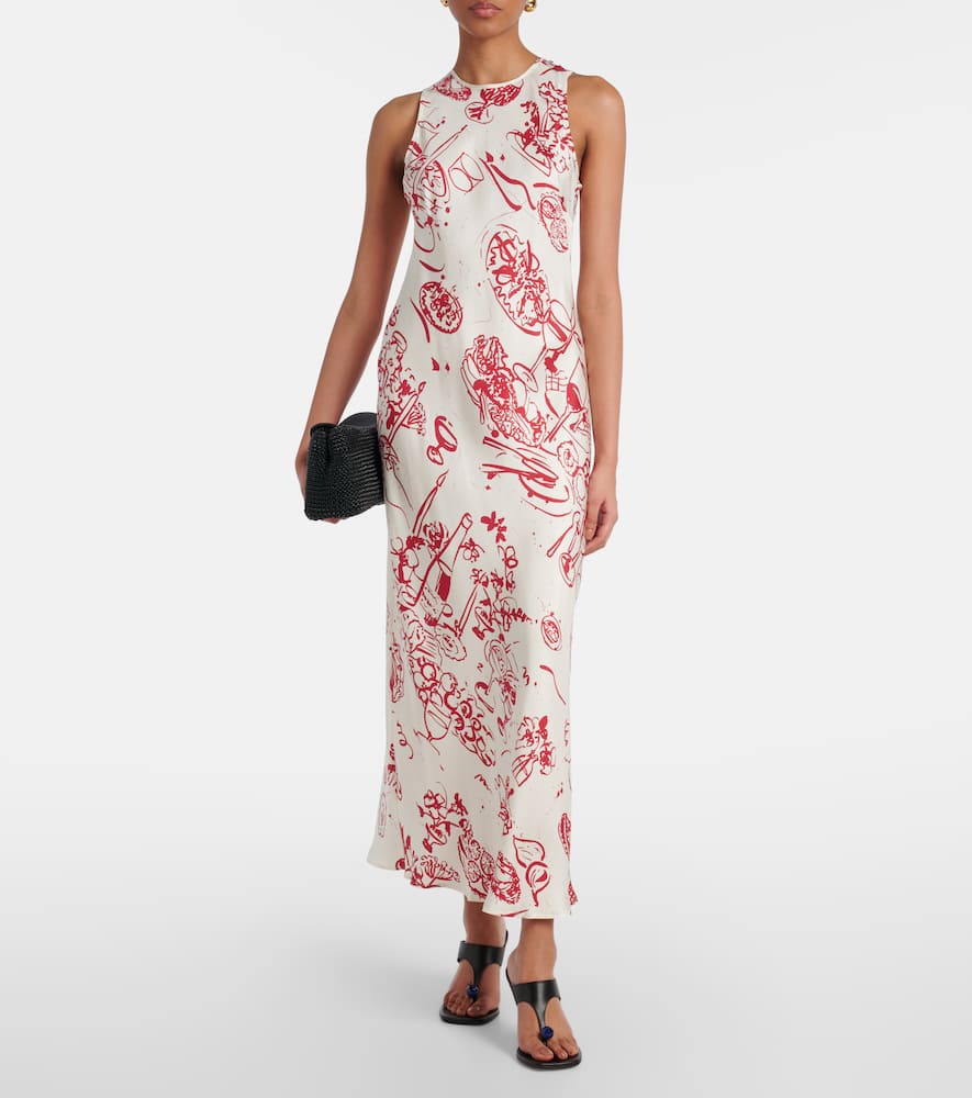 Printed silk maxi dress