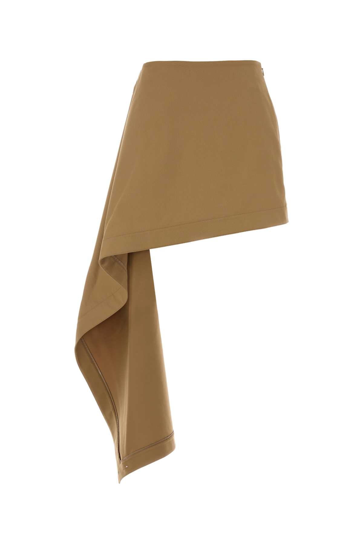 Asymmetric Wrap Silk-Cotton Skirt — Beige