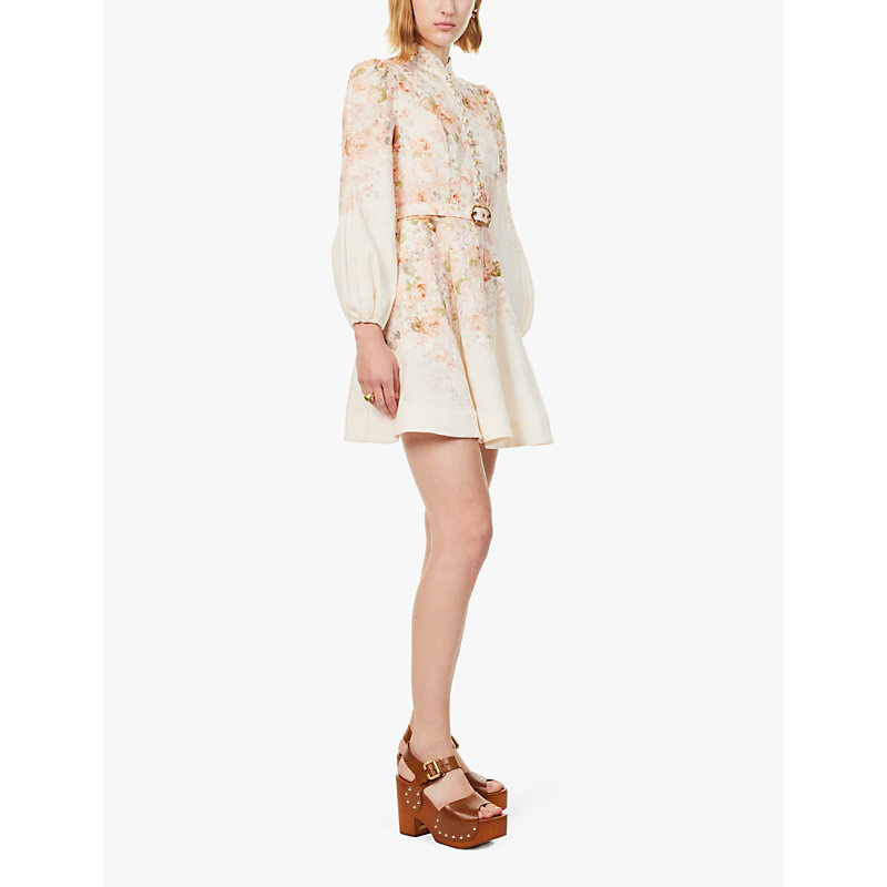 Womens Cream Rococo Floral Zim Buttoned Mini 