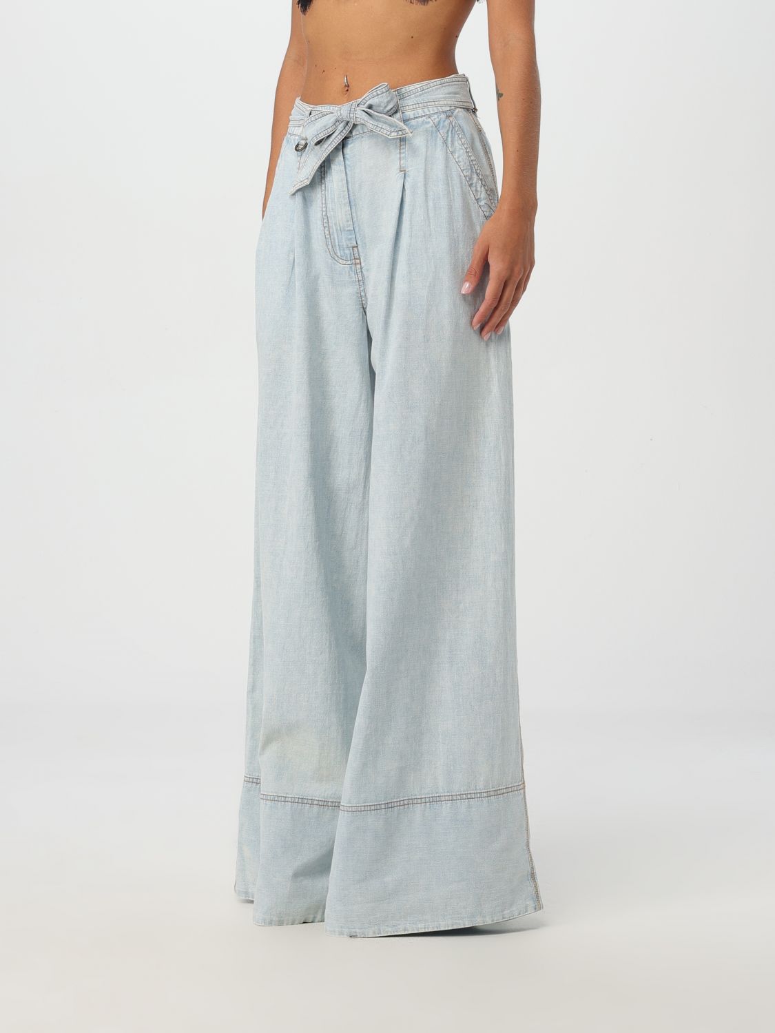 Wide-leg cotton jeans - Blue