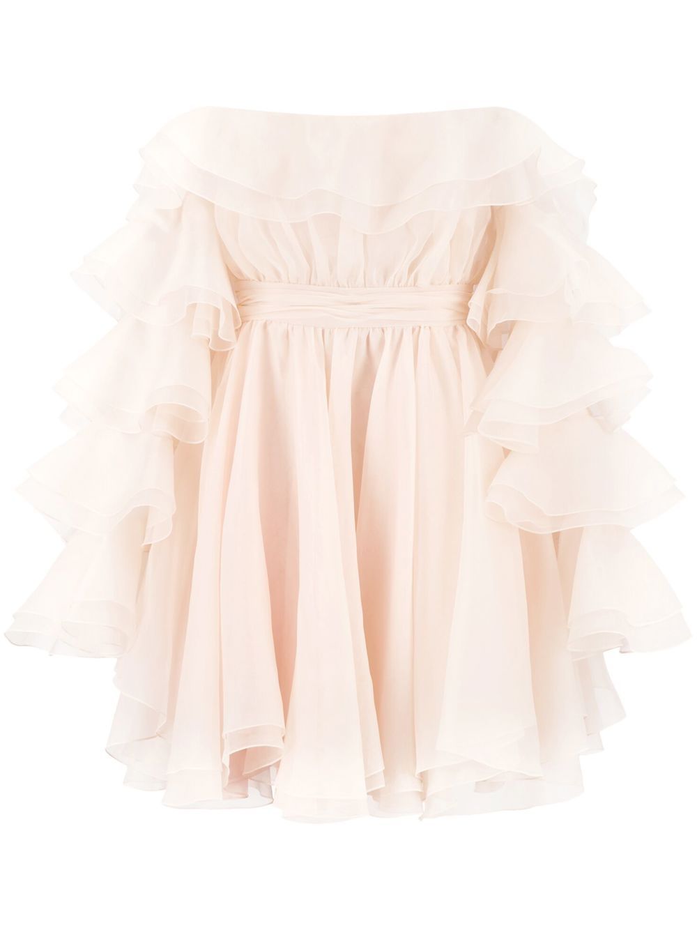 Off-shoulder ruffled minidress - Neutrals