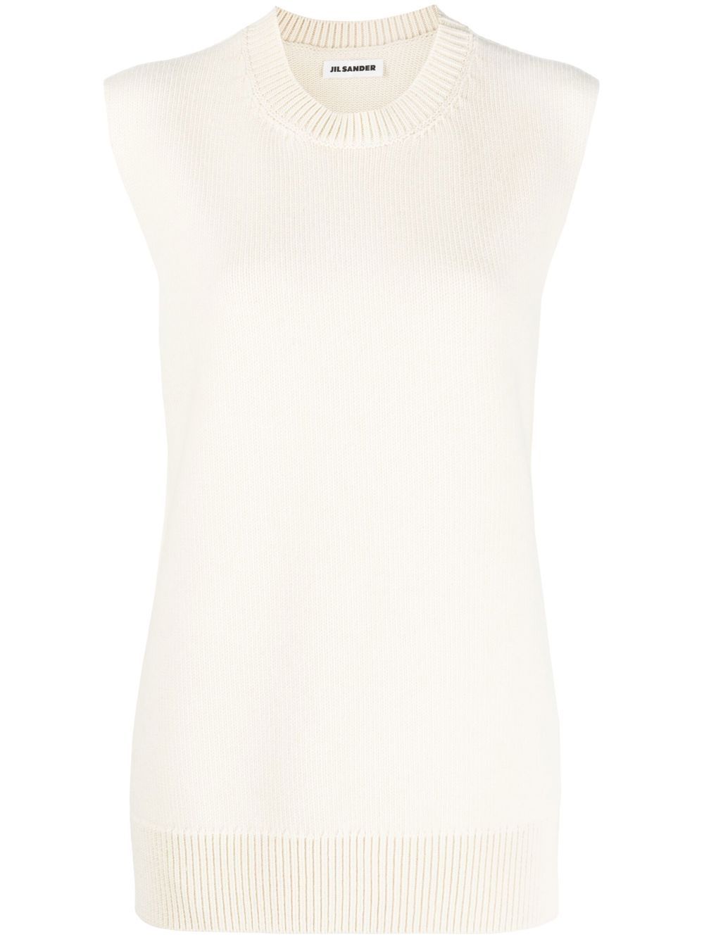 Cashmere wool blend knit vest - White