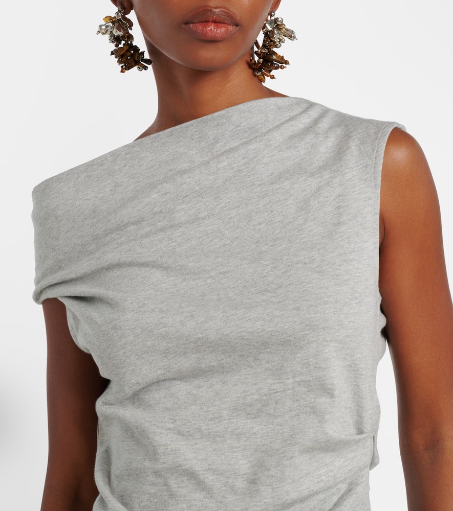 Draped cotton jersey top