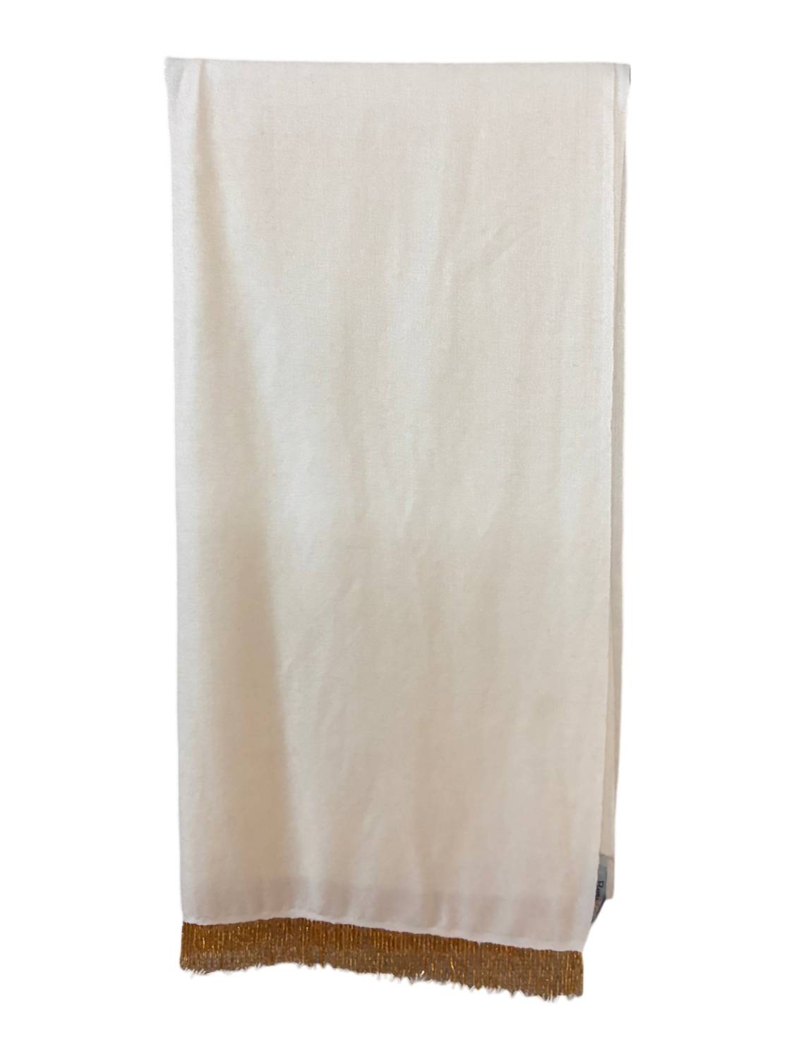 Women's Pashmina Scarf With Bead Trim In Ivory/gold