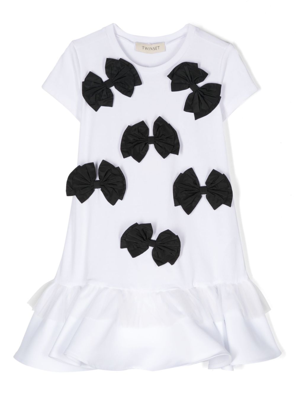 Bow-detailing peplum dress - White