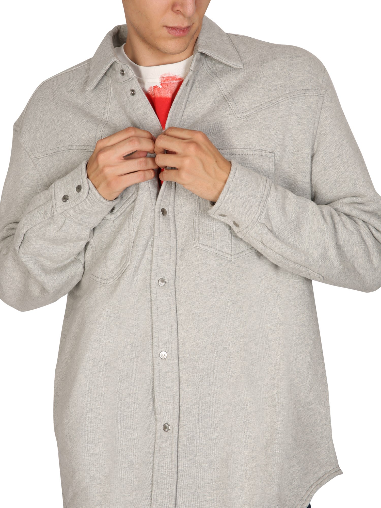 Front press-stud fastening shirt