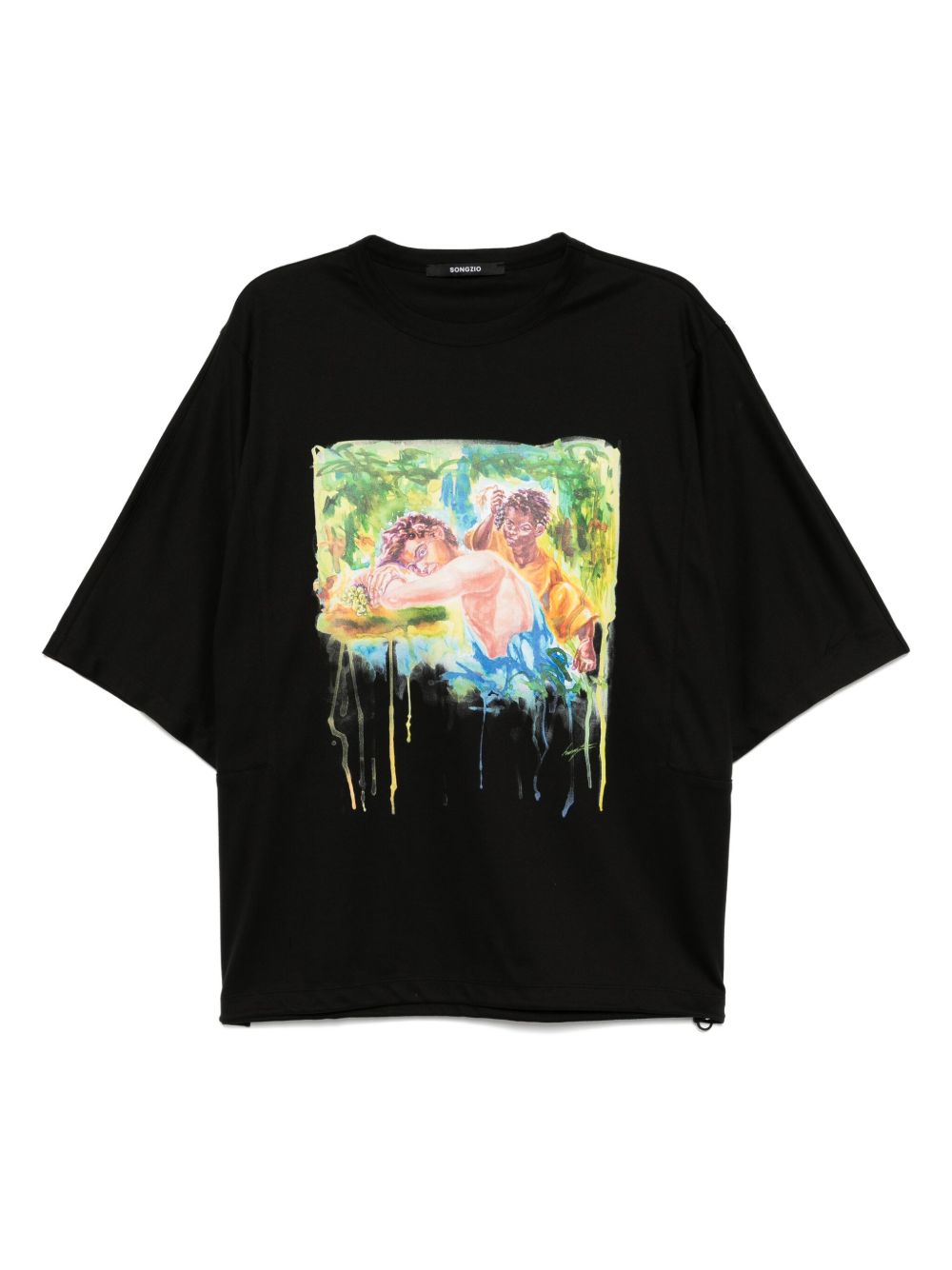 Youth aquarelle dolman T-shirt - Black