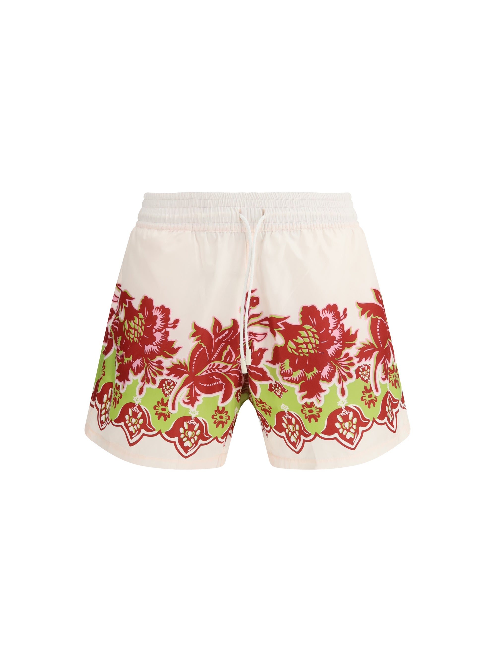 Placed Floral Print Swim Shorts — White