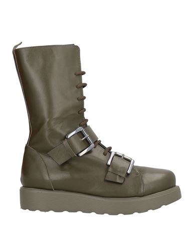 Woman Ankle boots Military green Size 10 Leather