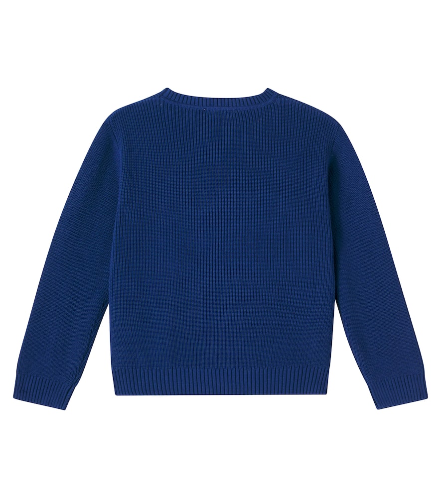 Fringed ribbed-knit cotton sweater