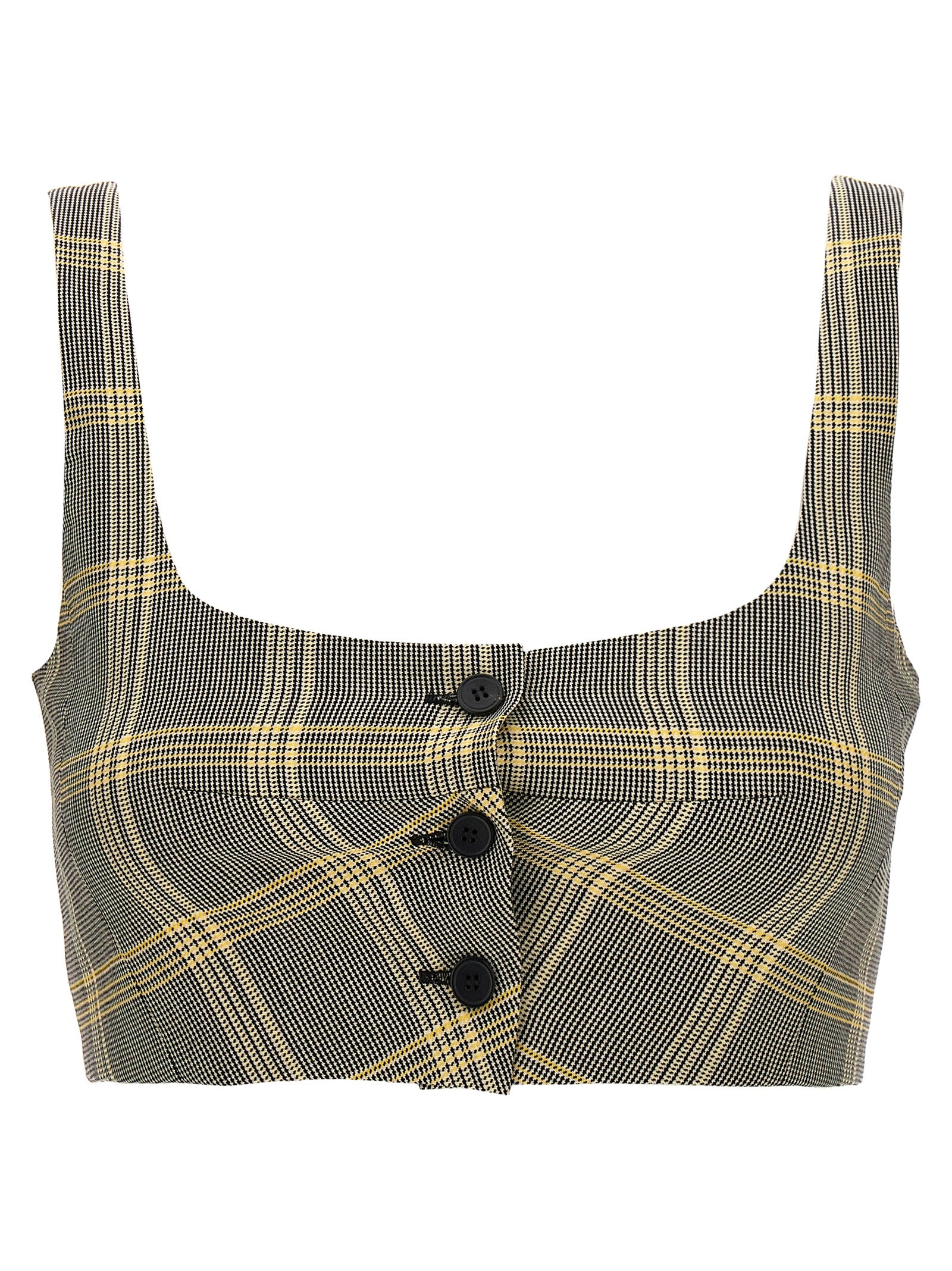 Check Print Virgin Wool Tank Top — Multicolor