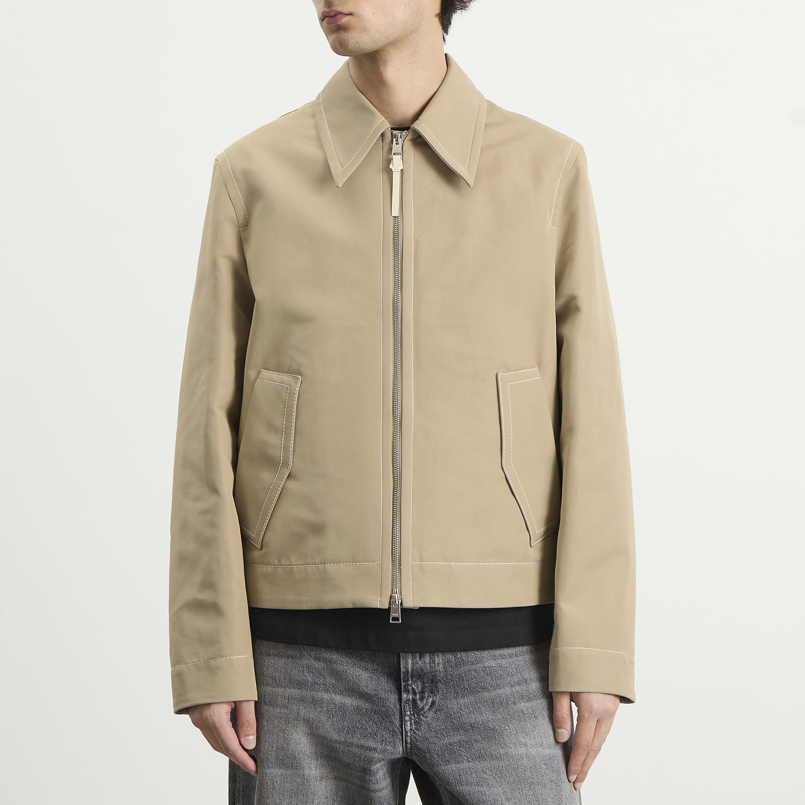 Men's Zipped Jacket in Beige Taupe