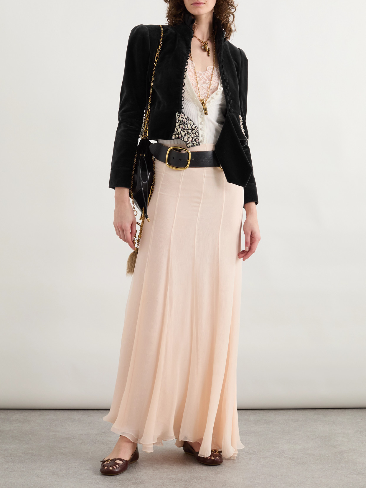 Embellished Cotton-velvet Jacket - Black