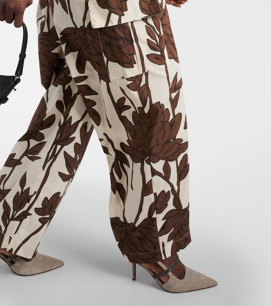Printed cotton poplin cargo pants