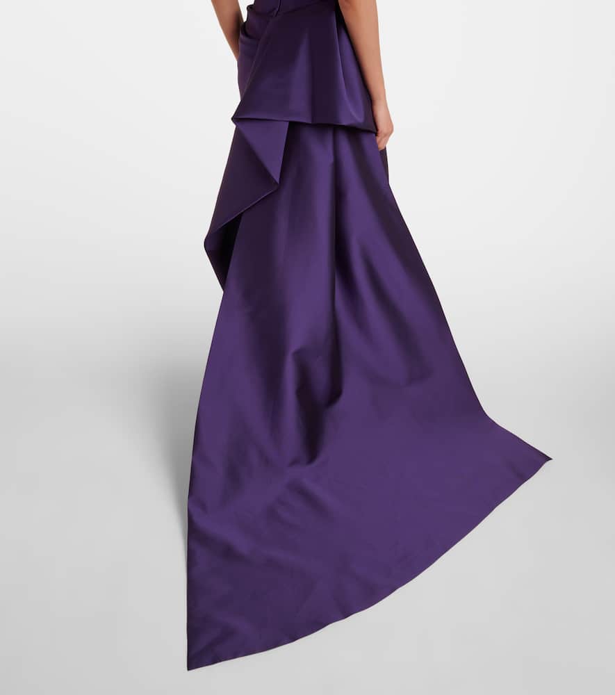 Draped strapless mikado gown