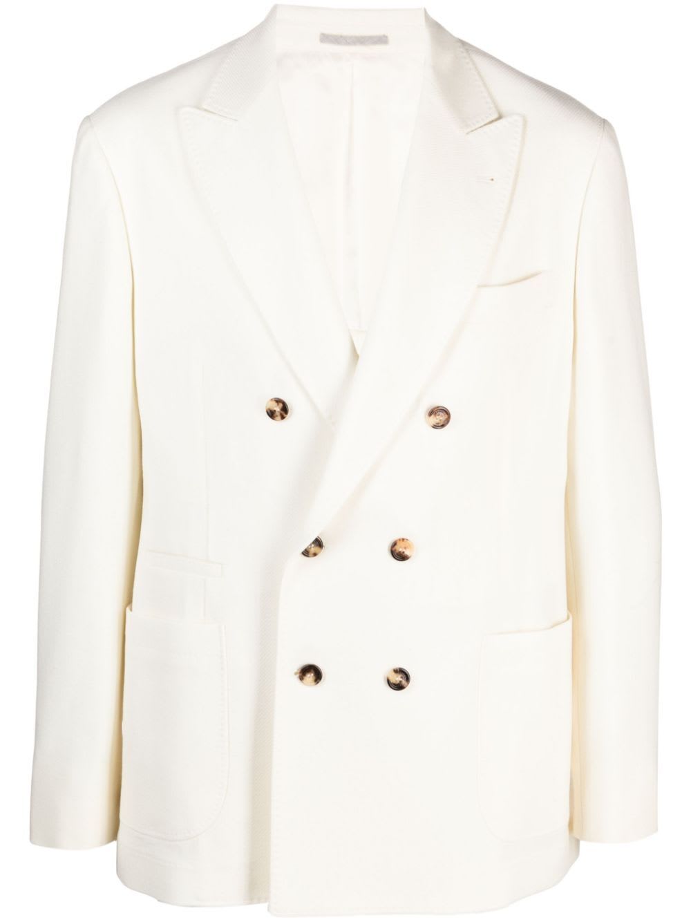 Peak-lapel double-breasted blazer - White