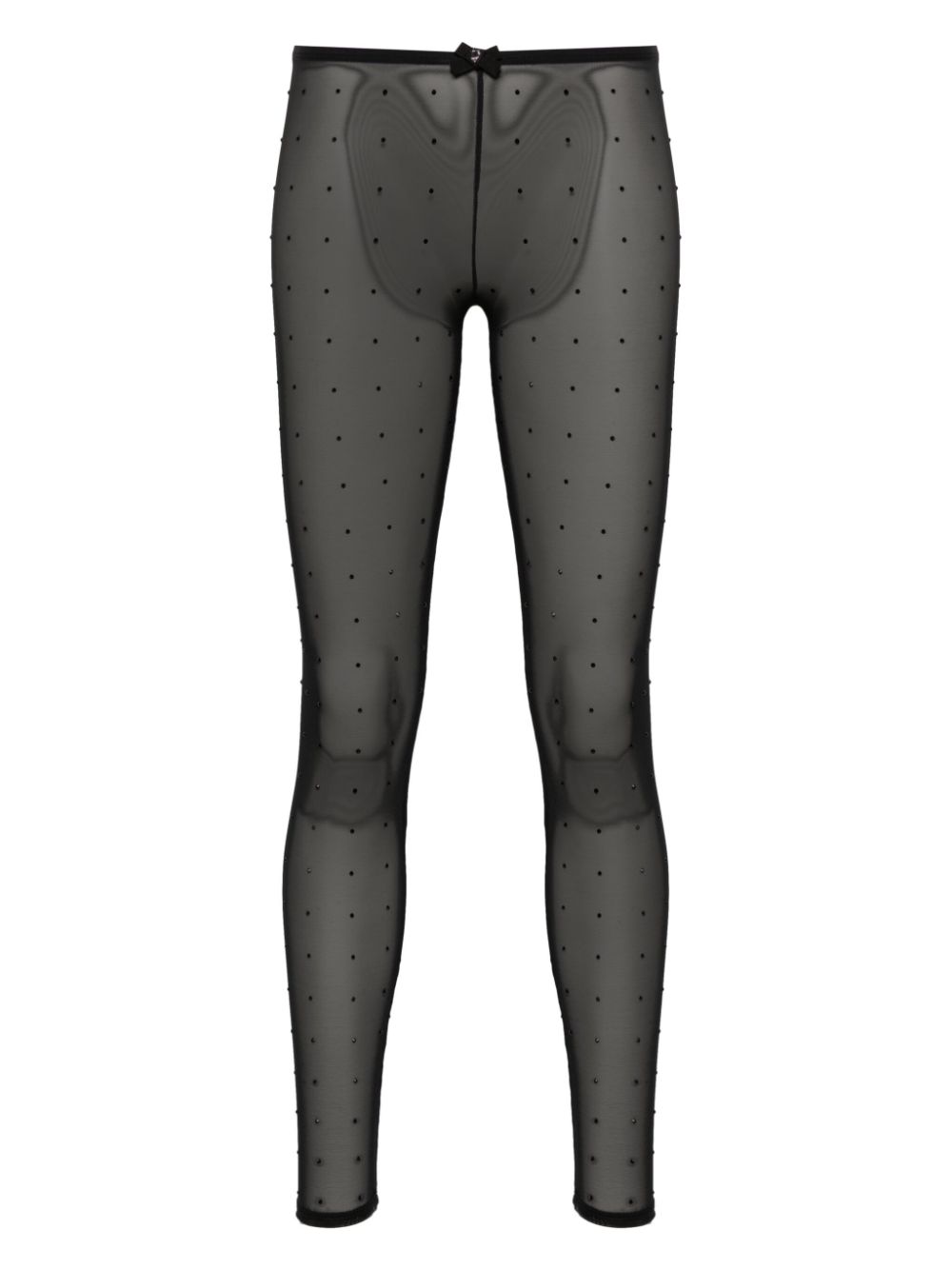 Rhinestone-embellished mesh tights - Black