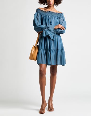 Woman Mini dress Slate blue Size 4 Viscose, Metal