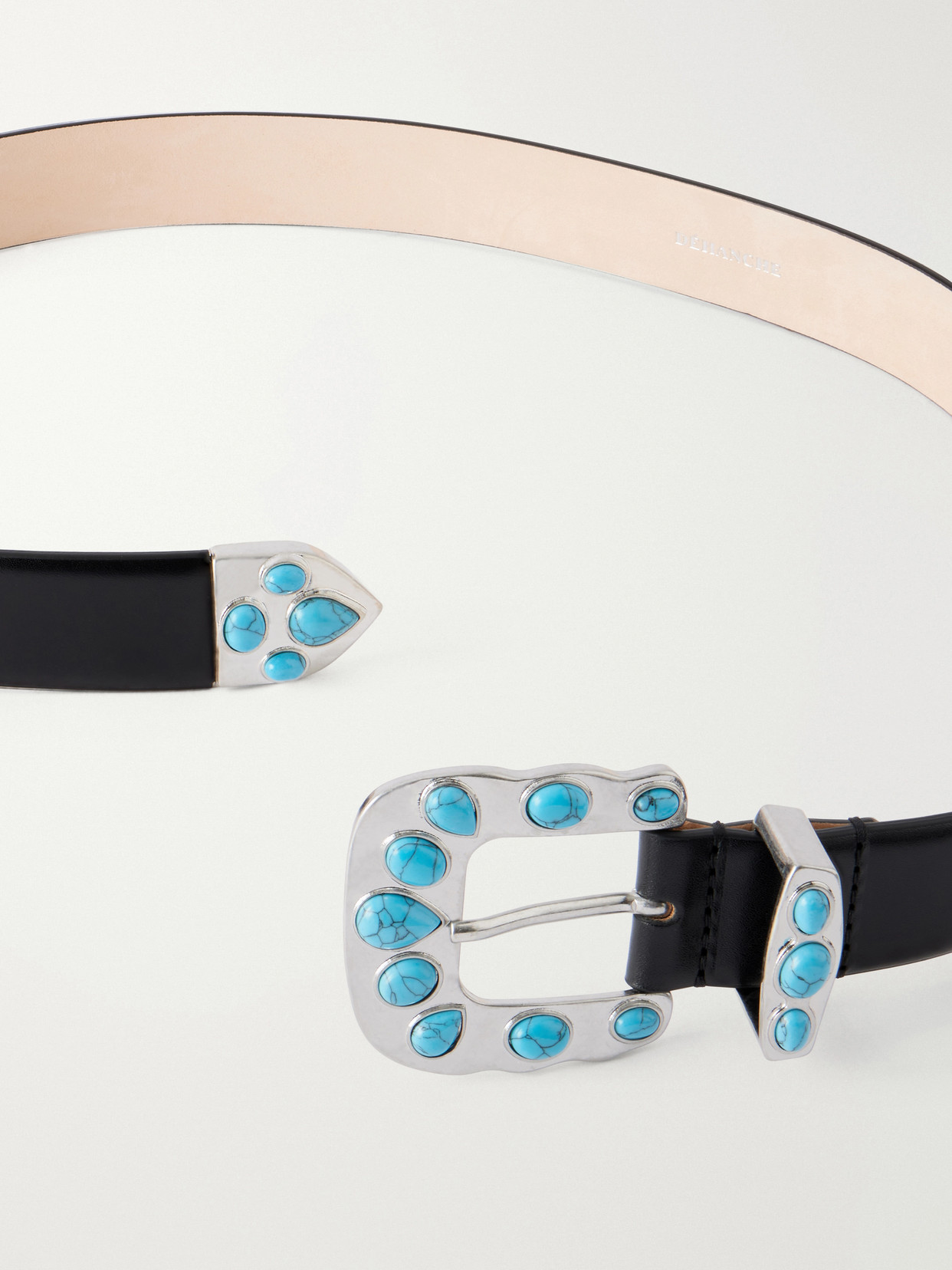 Juna Turquoise-embellished Leather Belt - Black