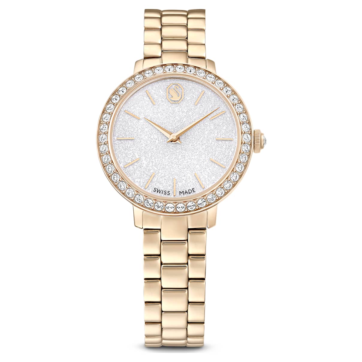 Watch, Swiss Made, Metal bracelet, Gold tone, Champagne gold-tone finish