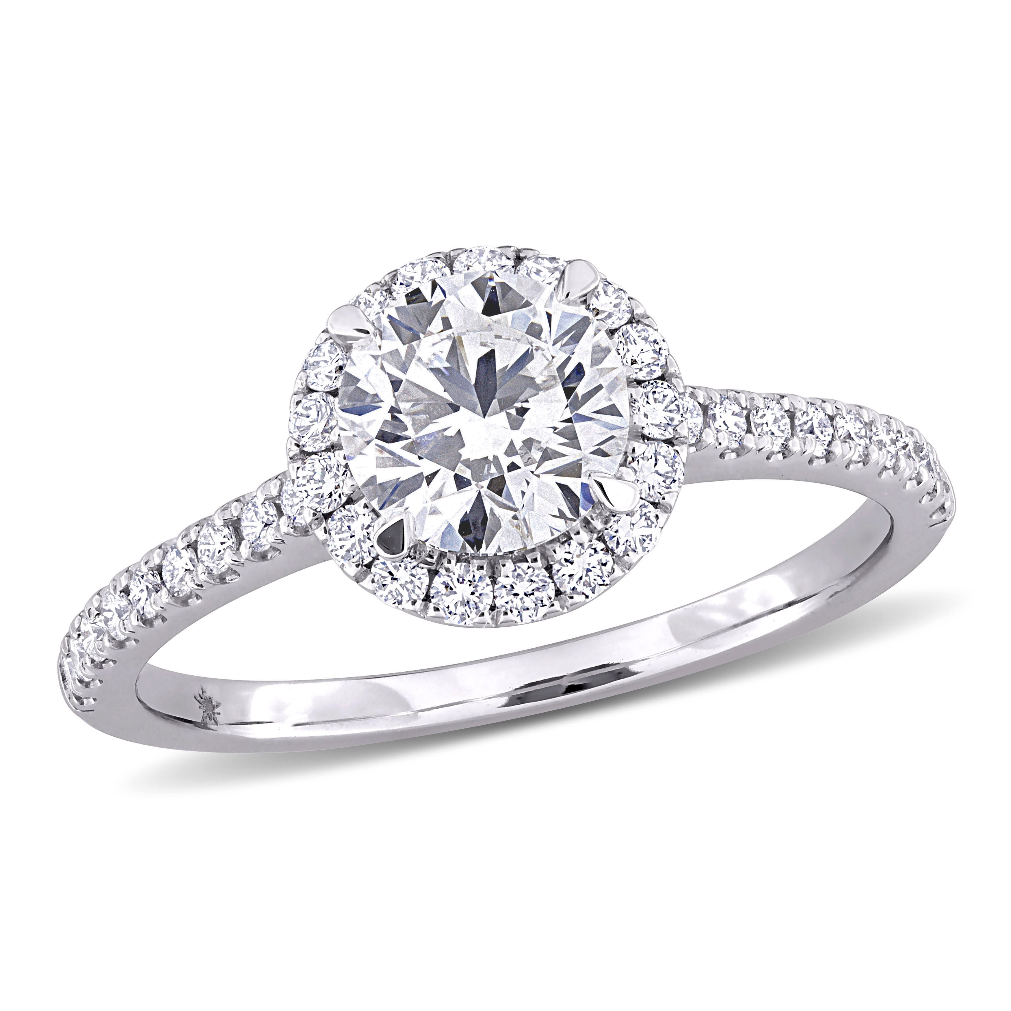1 1/3ct TW Lab-Grown Diamond Halo Engagement Ring in 14k White Gold