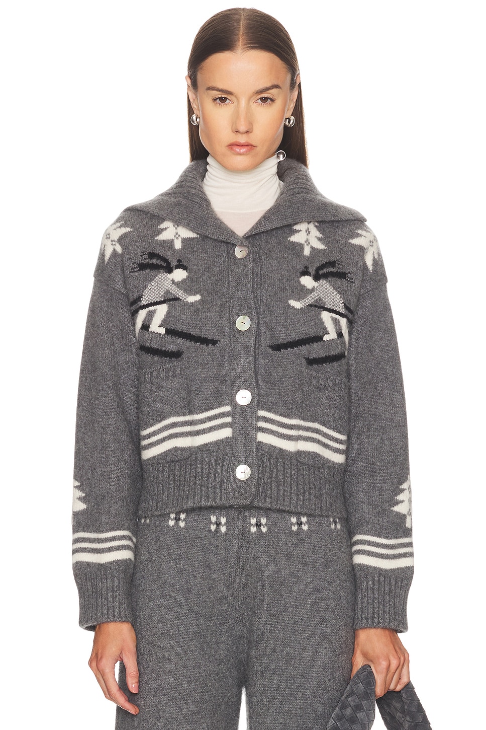 Calle Del Mar Ski Cardigan in Thunder & Multi - Grey. XS also in L