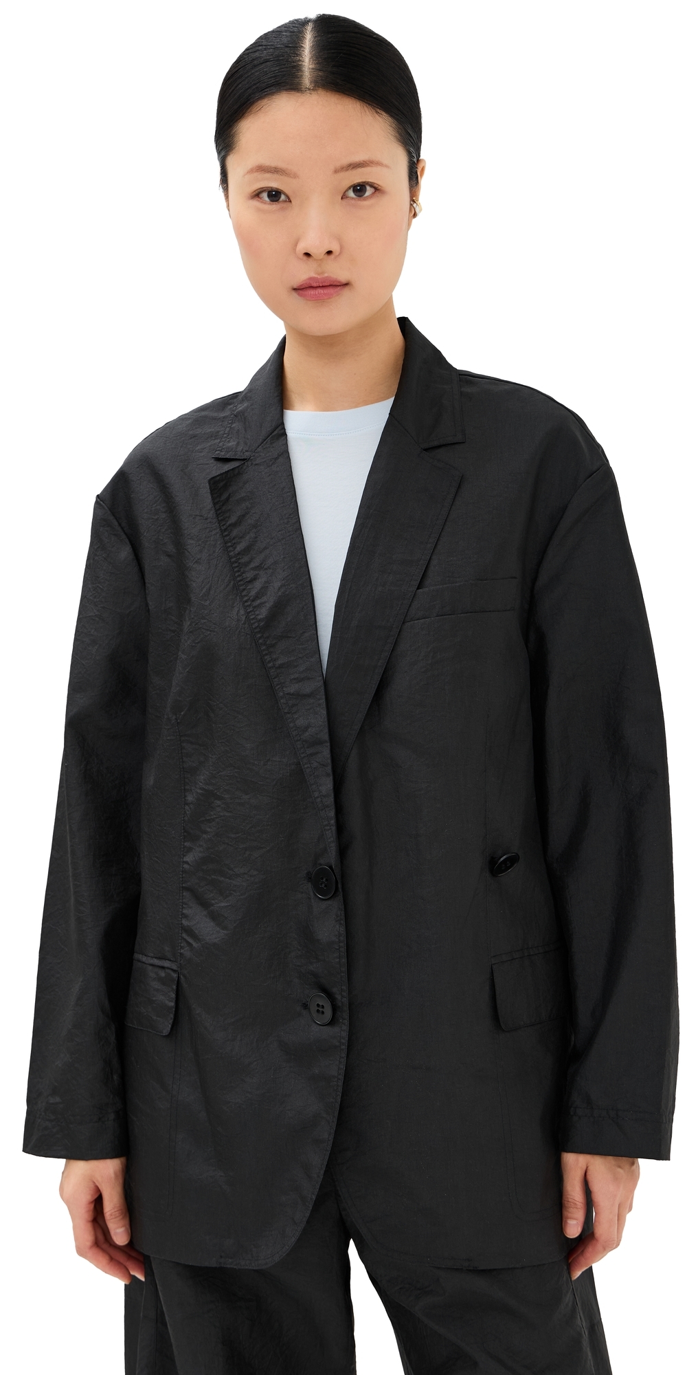 Crispy Nylon Liam Blazer Black