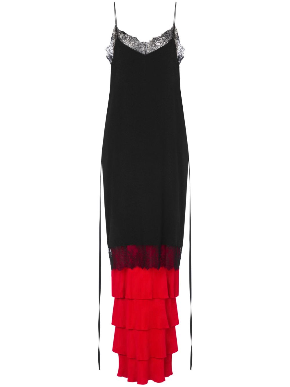 Lace-panel knitted dress - Black