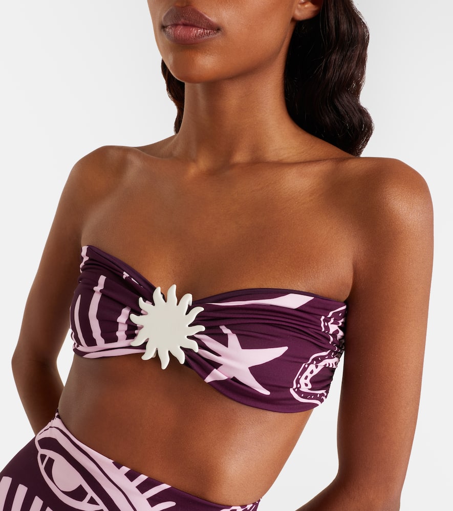 Maple printed bandeau bikini top