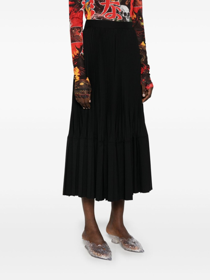 Black Pleated Midi Skirt