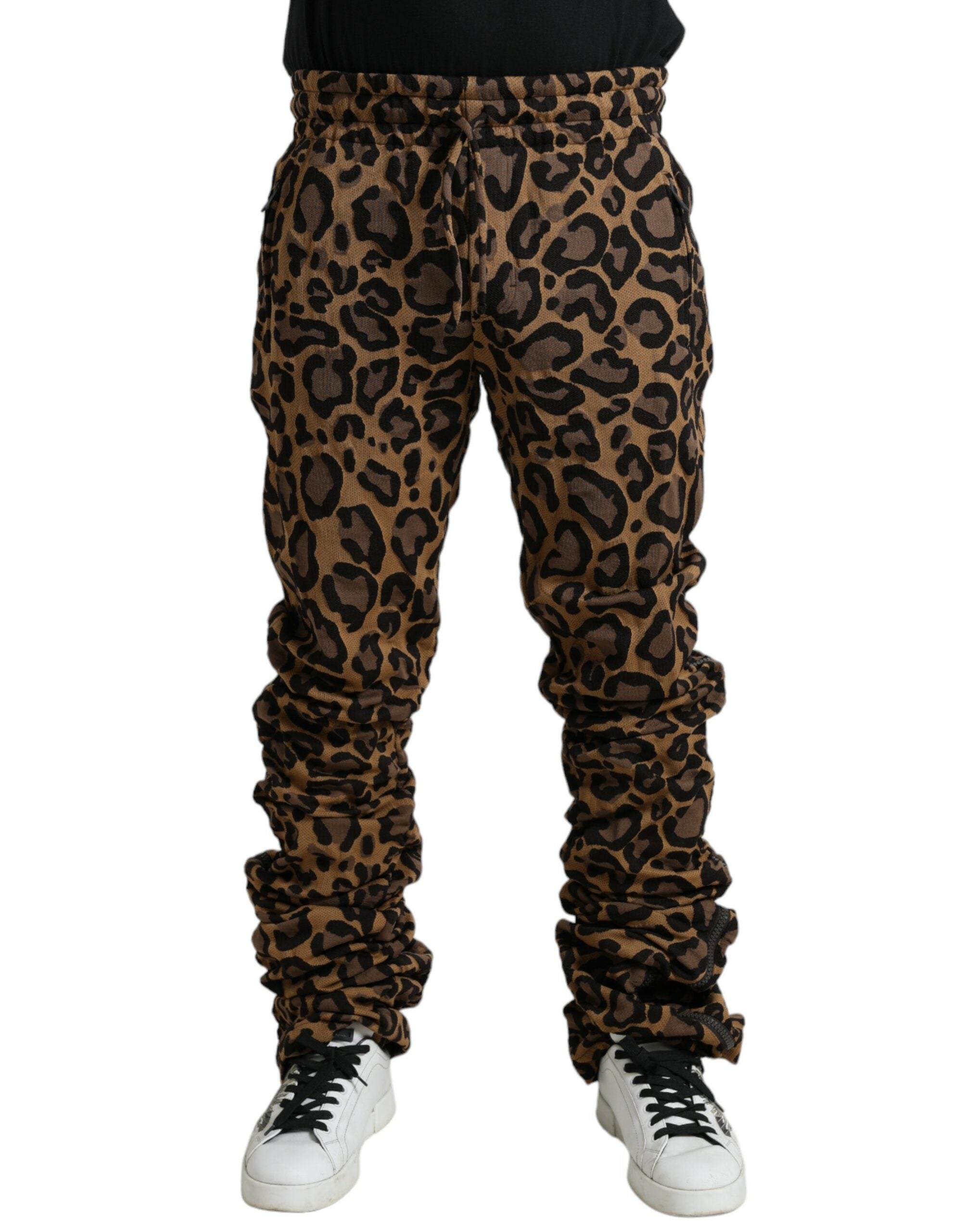 Leopard Jacquard Joggers — Brown