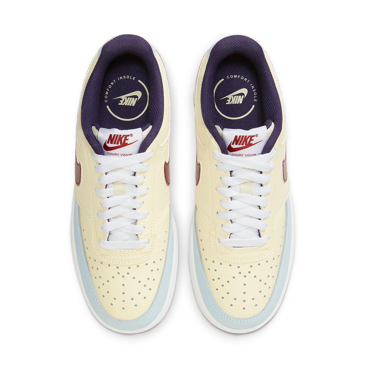 (WMNS) Court Vision 1 Low 'Beige Blue Burgundy'