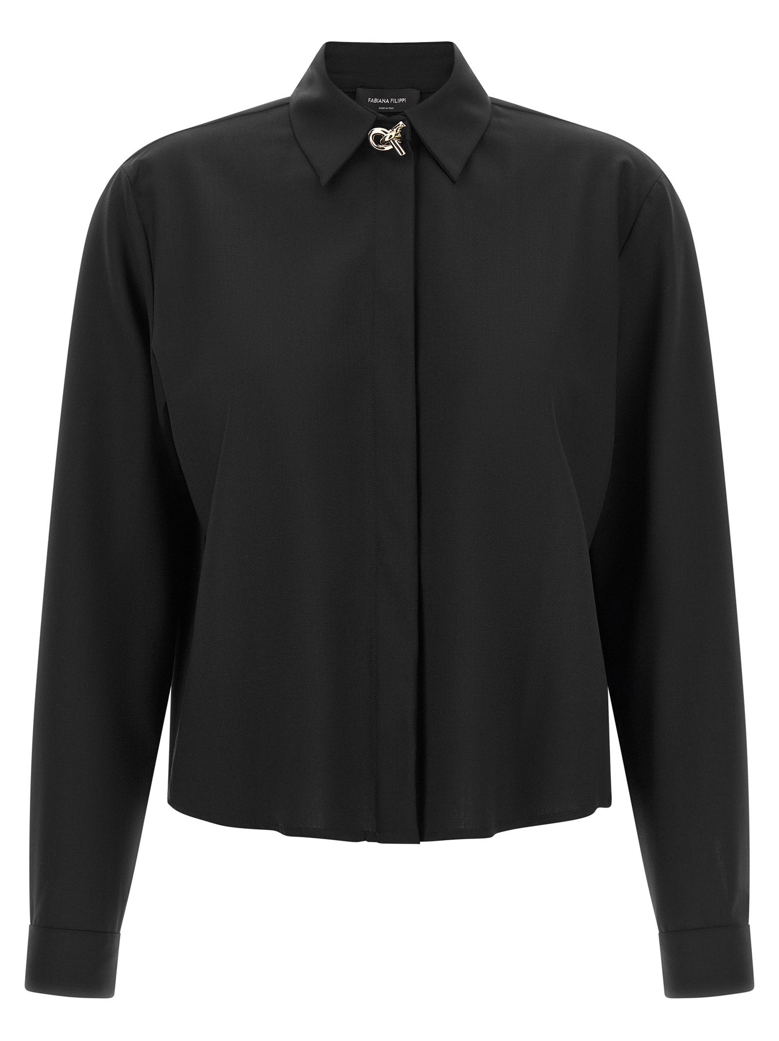 Gold Knot-Embellished Shirt — Black