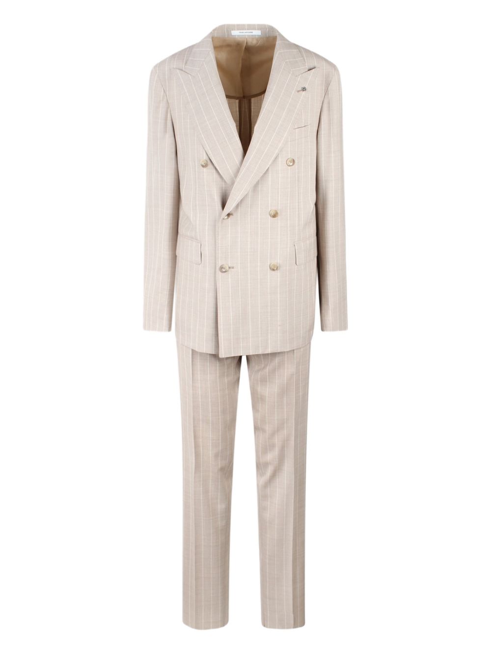 Pinstriped double-breasted suit - Neutrals