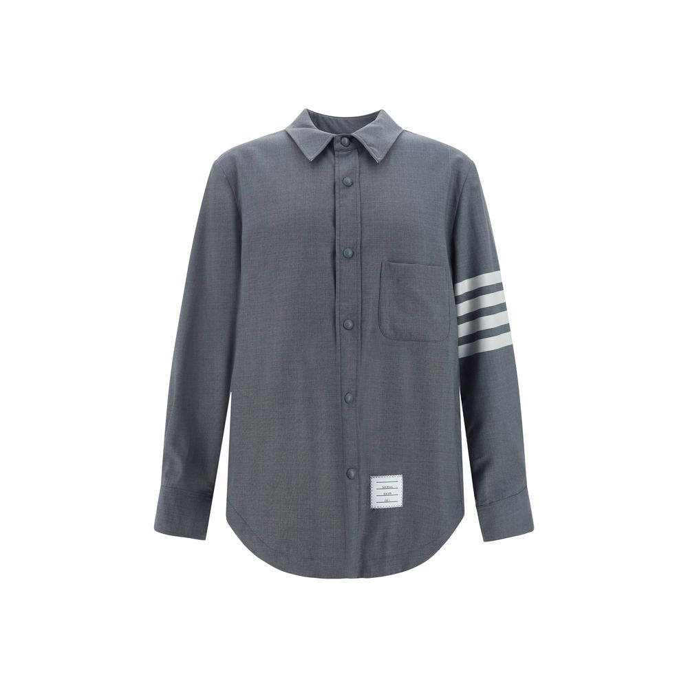 Wool-Cotton Blend with Signature Stripes Shirt — Gray