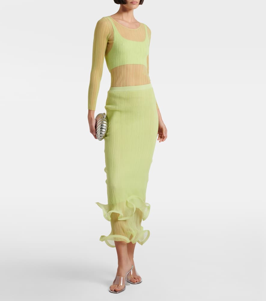 Ruffled midi skirt