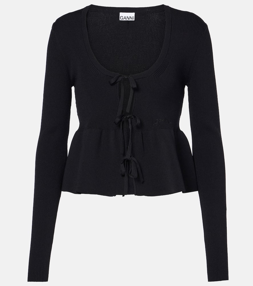 Ruffled ribbed-knit top