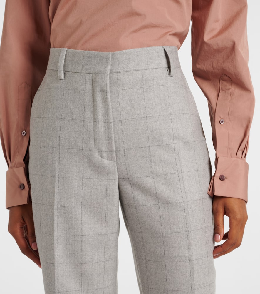 Checked wool straight pants