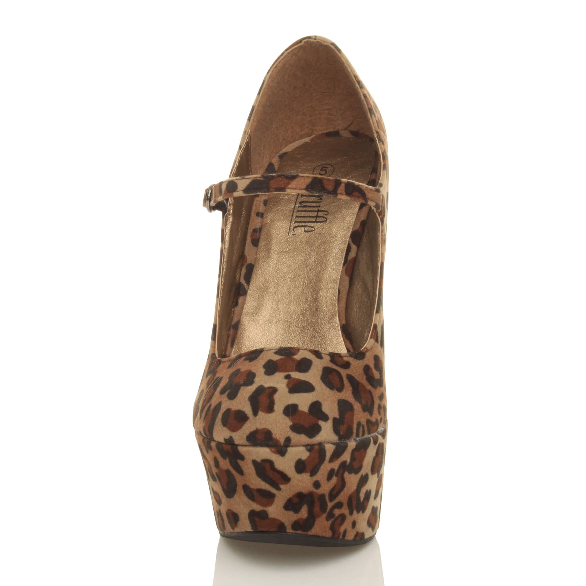 AJVANI Women's High Wedge Heel Mary Jane Platform Court Shoes in Brown