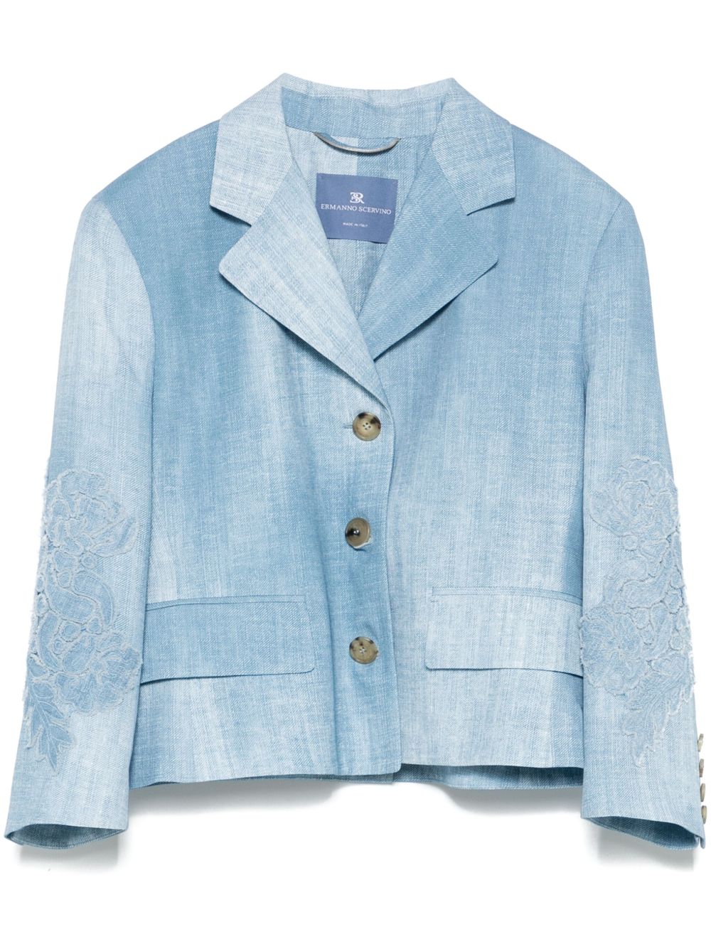 Lace-appliqué blazer - Blue